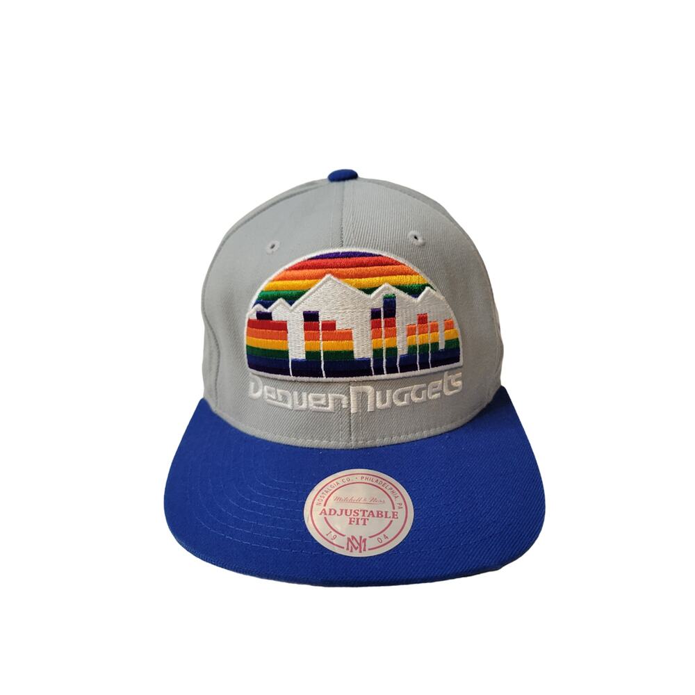 Mitchell & Ness Gray Blue Denver Nuggets HWC NBA Adjustable Fit Men's Cap Hat